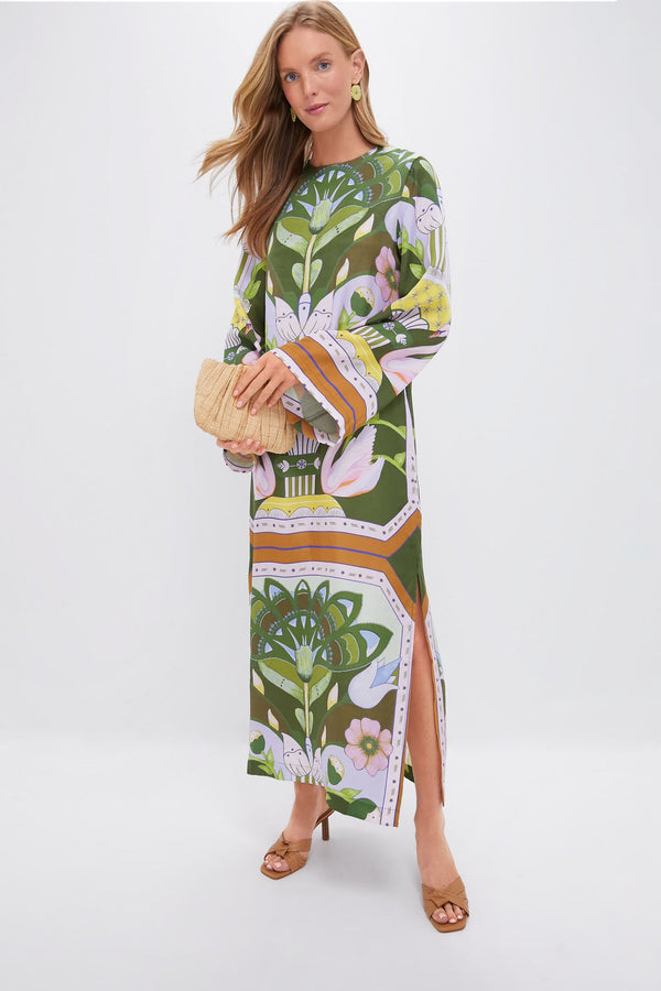 Green Multicolor Print Lilian Dress
