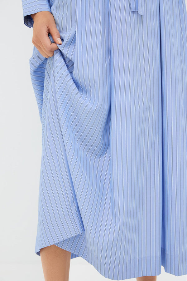 Cornflower Blue Stripe Tie Front Anna Dress