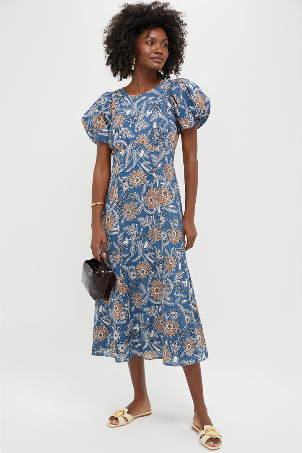 Magnolia Floral Print Leslie Midi Dress