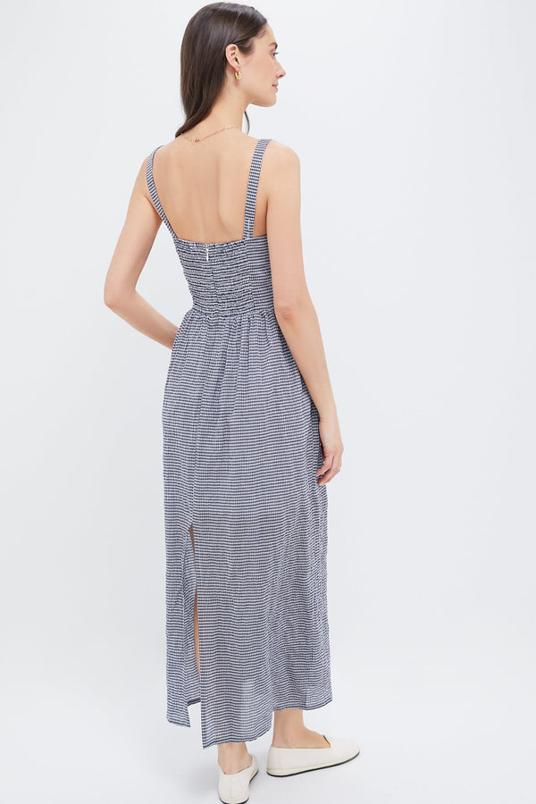Navy Gingham Jour Maxi Dress