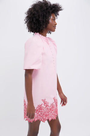 Pink & Red Embroidered Mimi Mini Dress