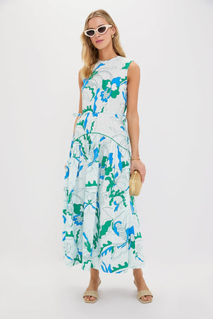 Orchid Green Sleeveless Piped Maxi Dress