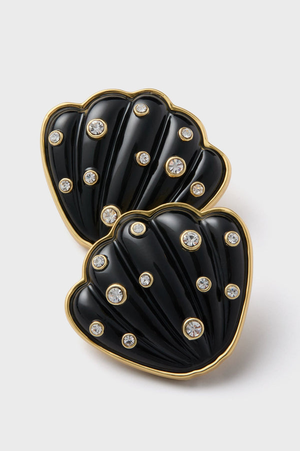 Noir Celia Shell Studs