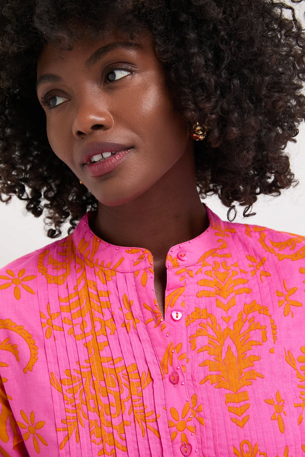 Pink Palm Woodruff Embroidered Dress