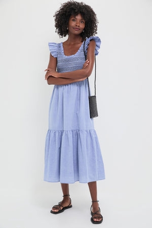 Blue Seersucker Smocked Maxine Dress