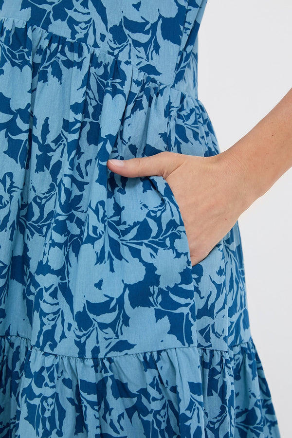 Steel Blue Floral Bennett Maxi Dress