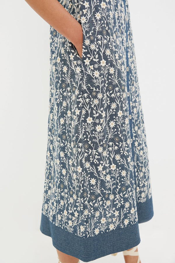 Embroidered Chambray Wildflower Meadows Prescott Dress
