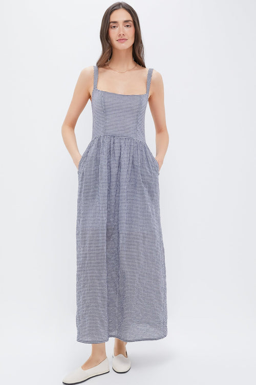 Navy Gingham Jour Maxi Dress