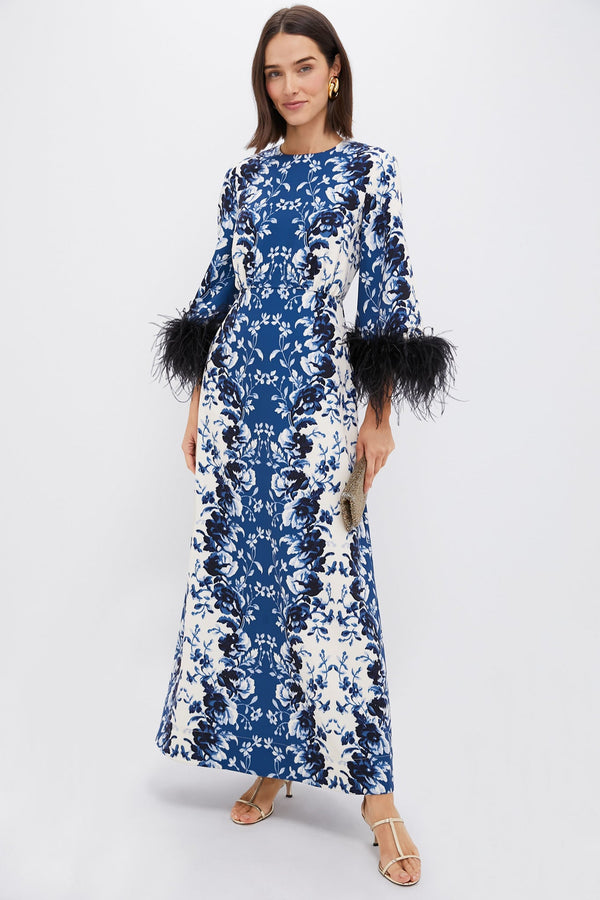 Indigo Reflection Feather Jamison Dress