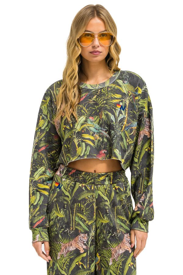 JUNGLE CROPPED CREW SWEATSHIRT RELAXED - VINTAGE CHARCOAL