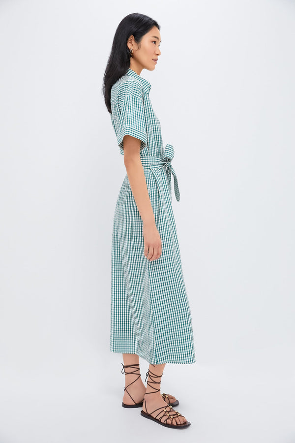 Green Gingham Seersucker Zacara Dress
