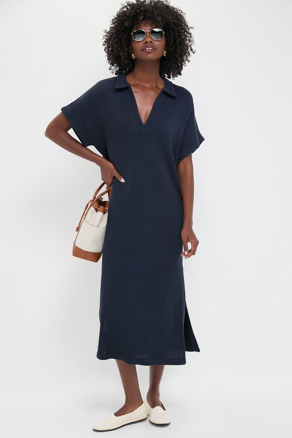 Navy Knit Maren Polo Dress