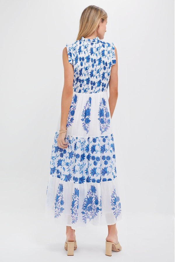 Marion Blue Sleeveless Smocked Maxi Dress