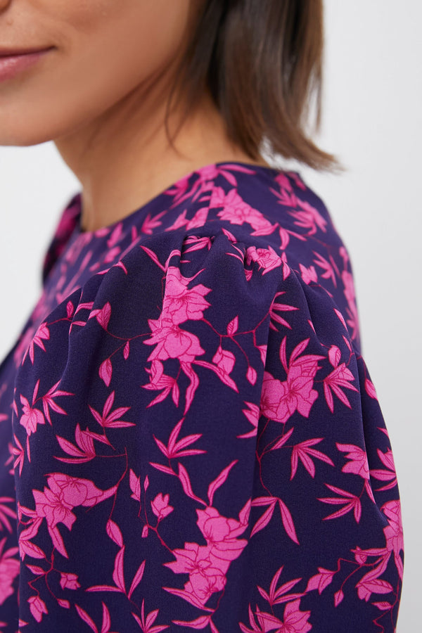 Navy & Fuchsia Floral Norma Maxi Dress