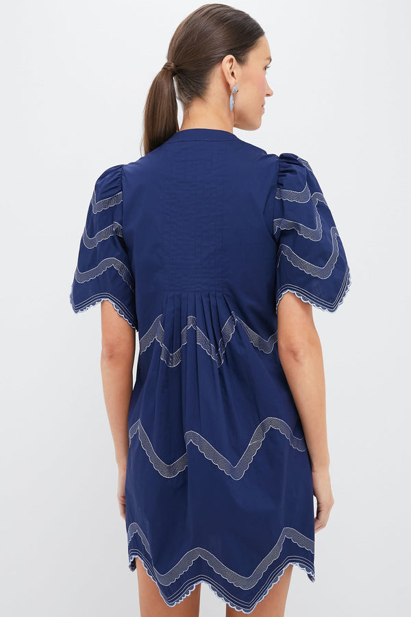 Navy Embroidered Weston Mini Dress