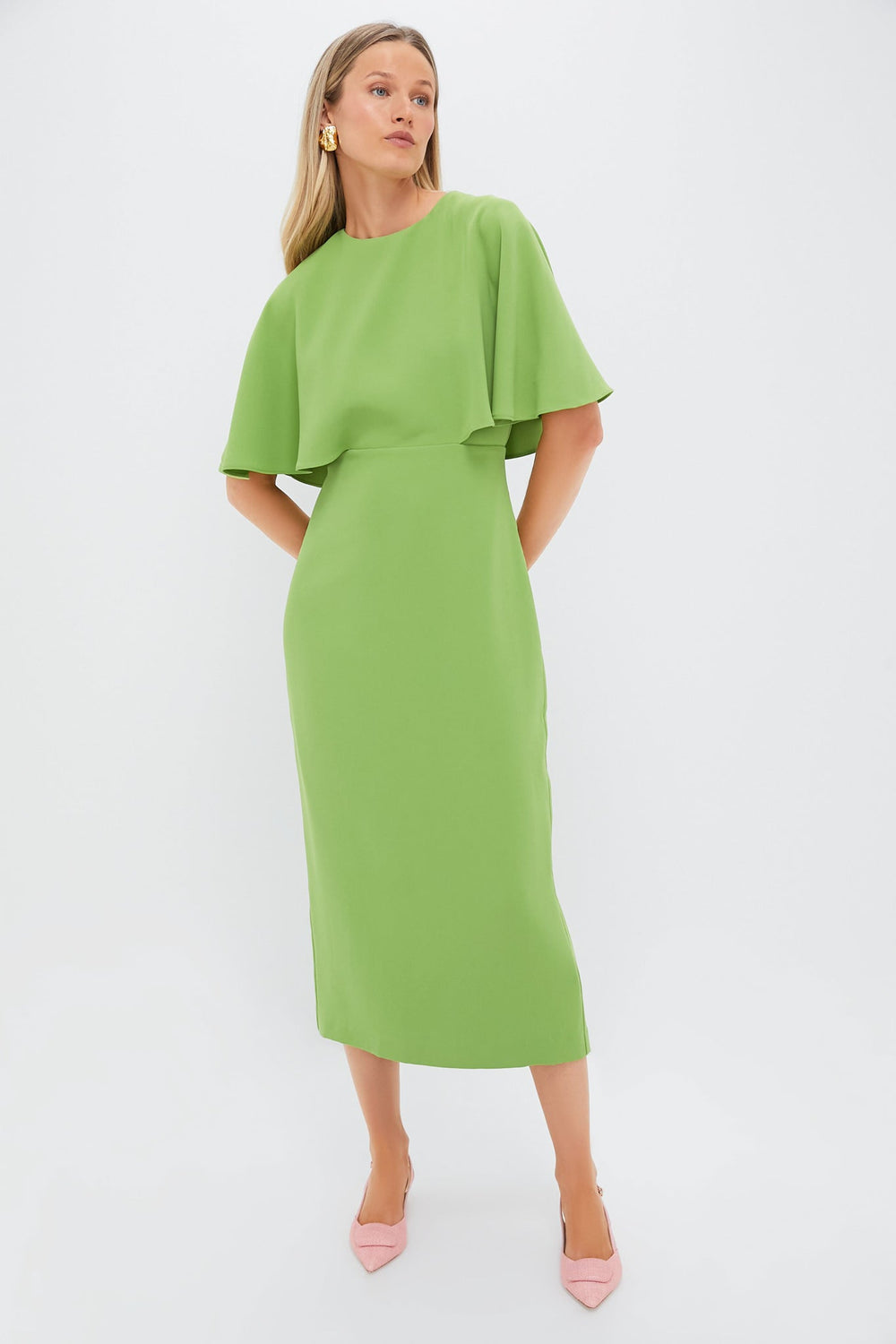 Pistachio Green Cape Leah Dress