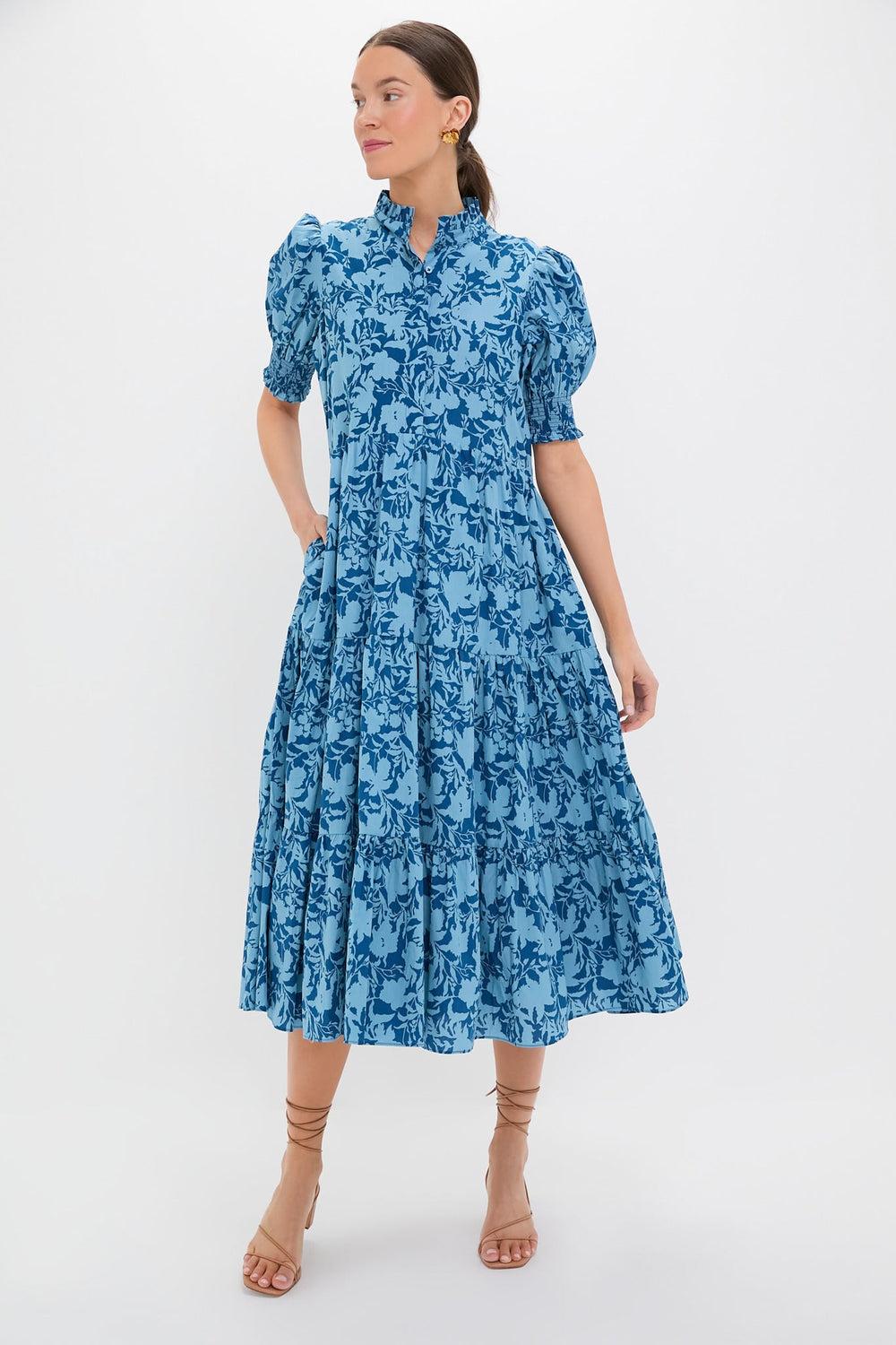 Steel Blue Floral Bennett Maxi Dress