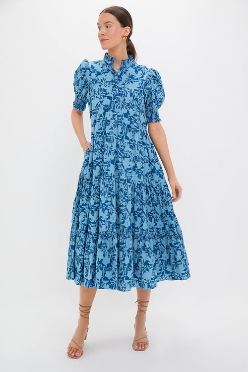 Steel Blue Floral Bennett Maxi Dress
