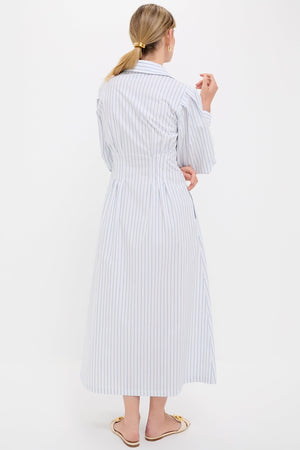 White and Blue Stripe Corinne Dress