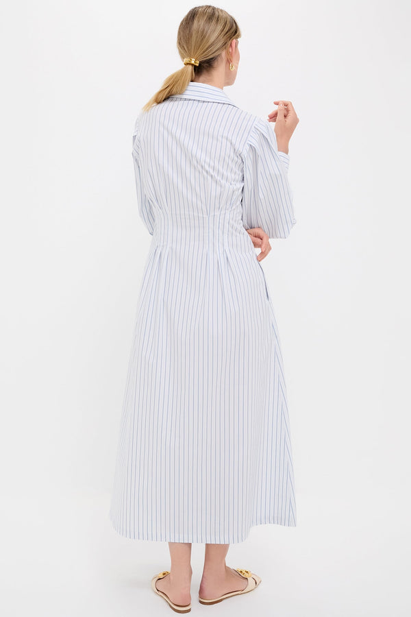 White and Blue Stripe Corinne Dress