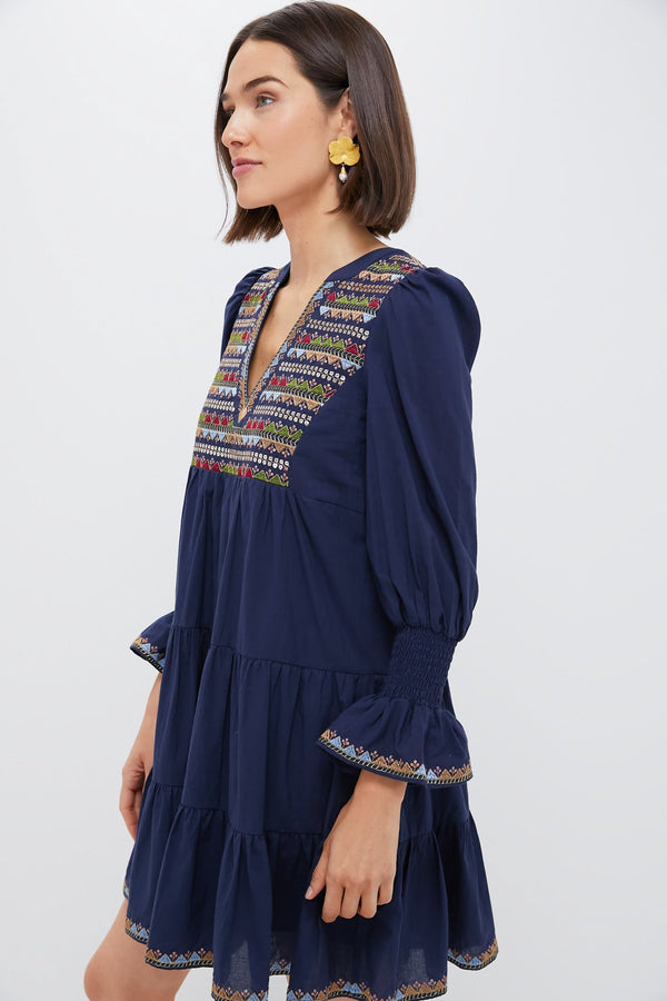 Navy Embroidered Kenzo Dress