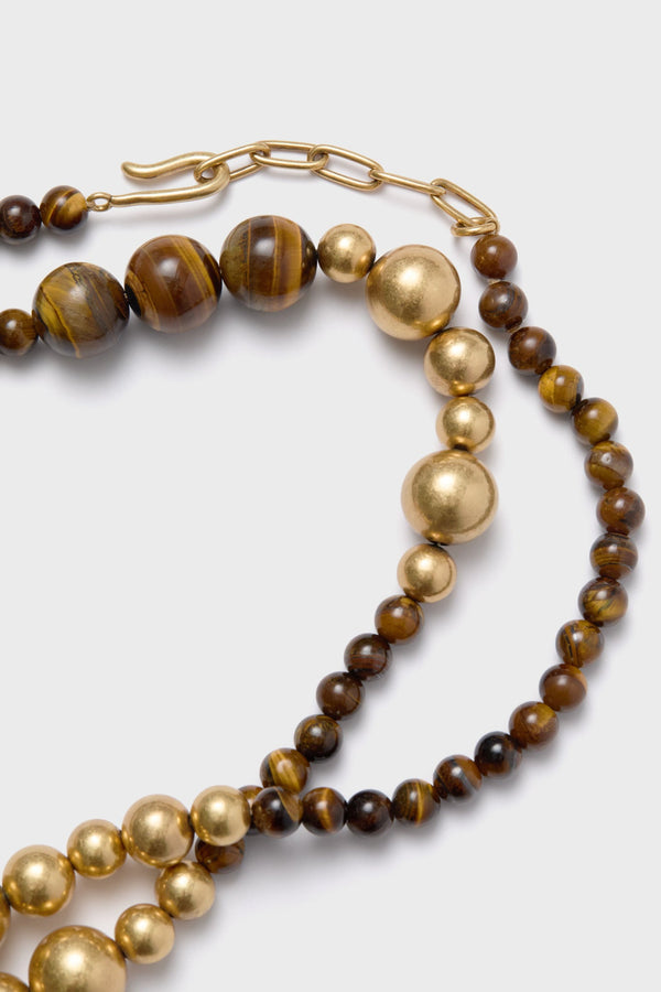 Gold and Tiger's Eye Beaded Necklace