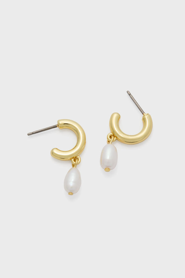 Drop Pearl Annabelle Hoop Earrings