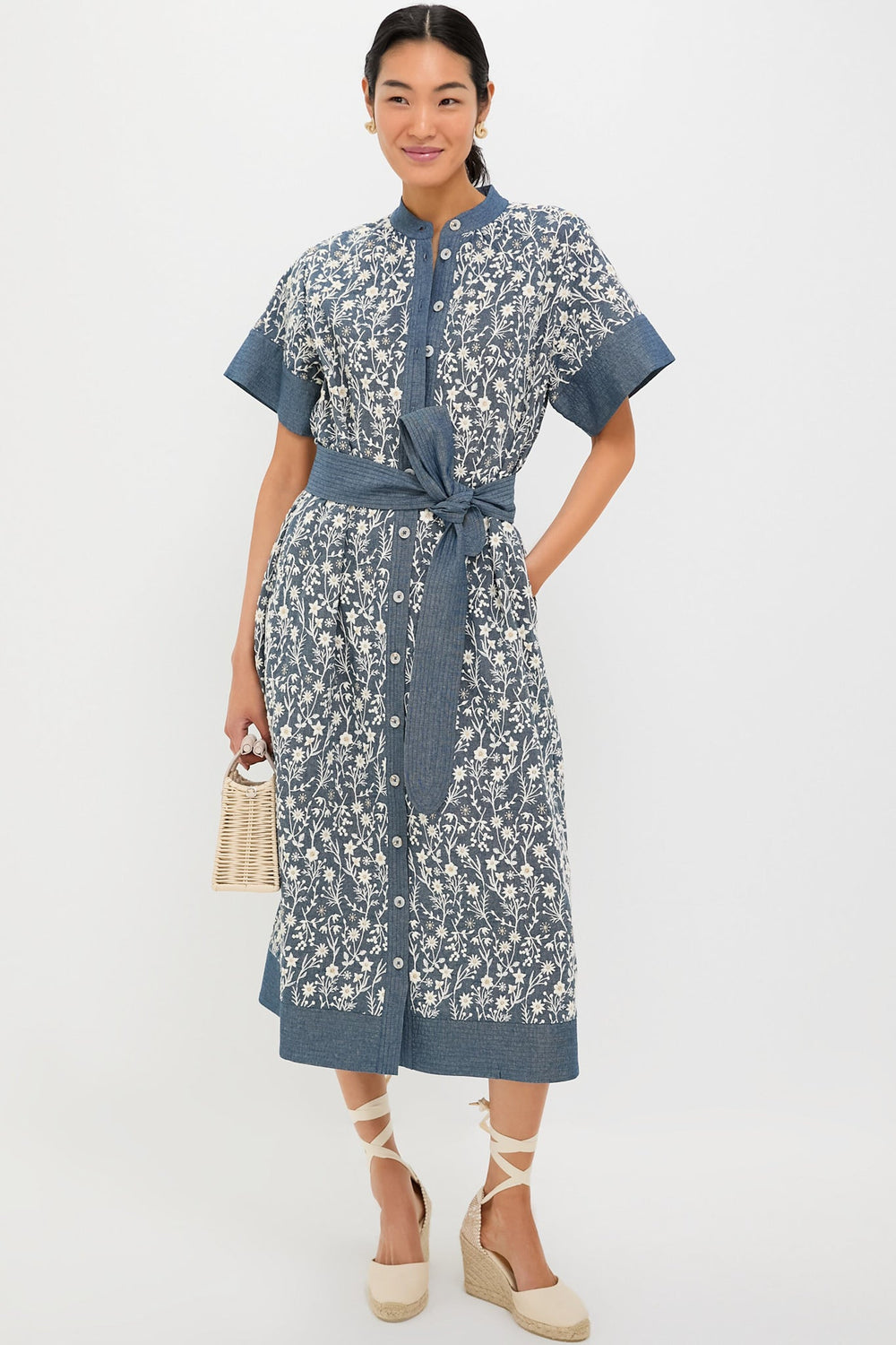 Embroidered Chambray Wildflower Meadows Prescott Dress