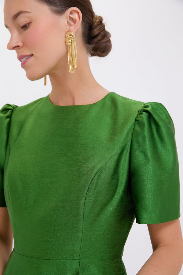 Green Dupioni Carine Dress
