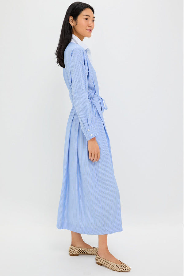 Cornflower Blue Stripe Tie Front Anna Dress