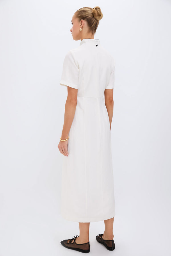 Ivory and Black Piped Etienne Dress