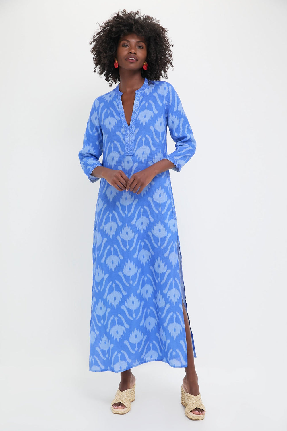 Ikat Blue Sapphire Long Kaftan