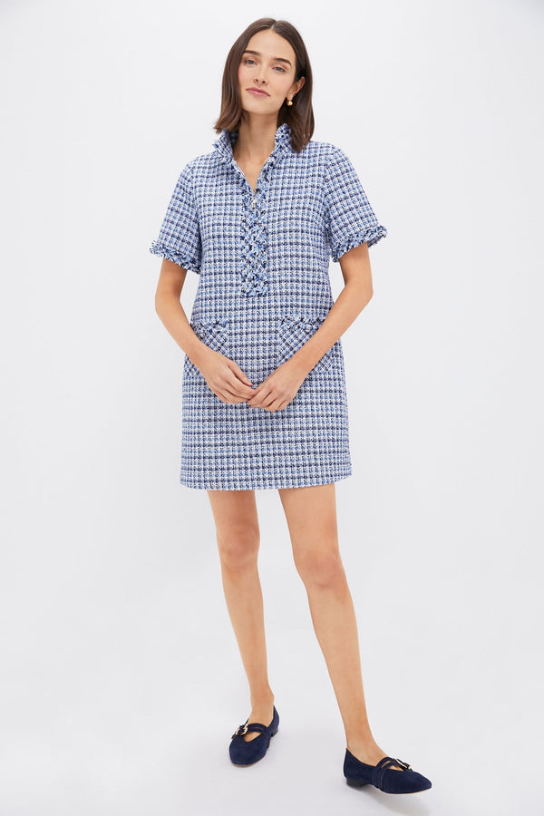 Blue Multi Tweed Ophelia Dress