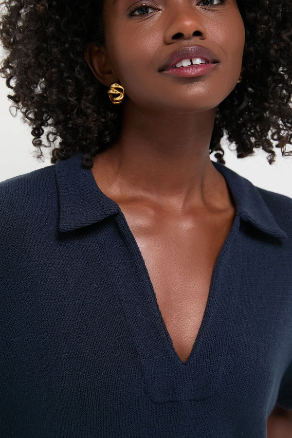 Navy Knit Maren Polo Dress