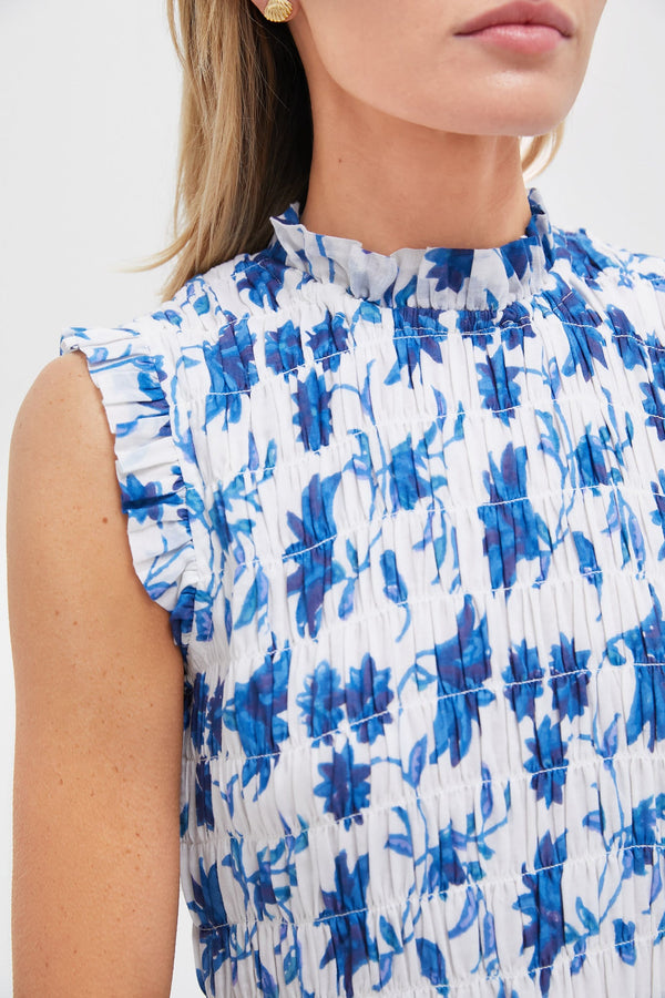 Marion Blue Sleeveless Smocked Maxi Dress