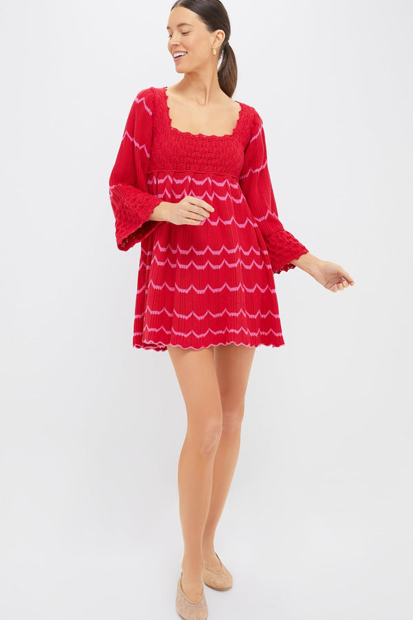 Red Crochet Trim Devon Dress