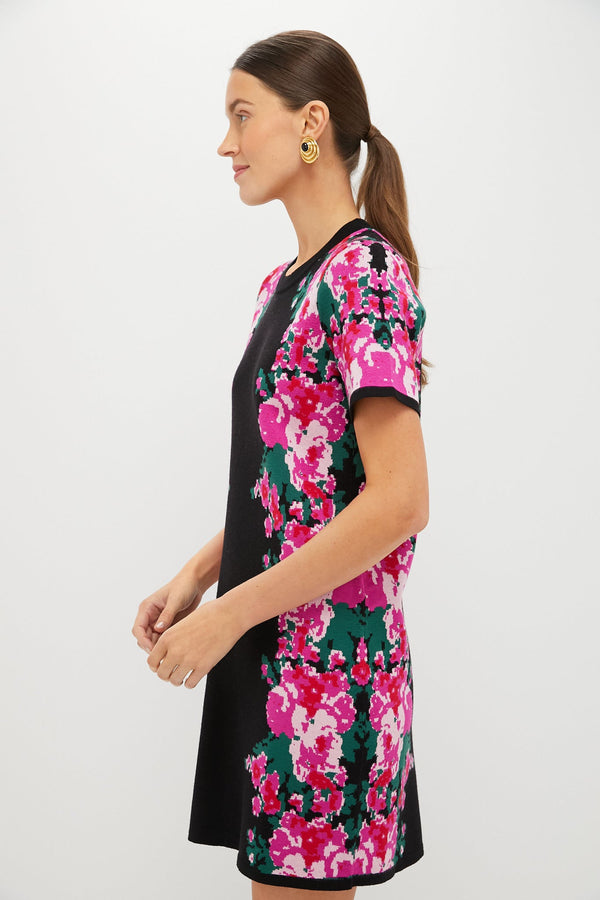 Climbing Roses Knit Jacquard Short Sleeve Marie Dress