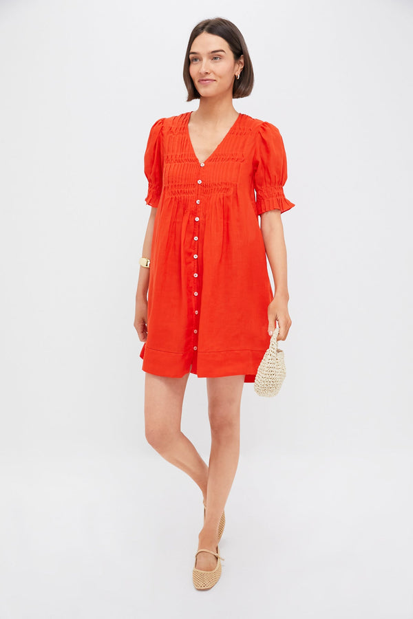 Chili Zora Solid Short Sleeve Button Down Dress