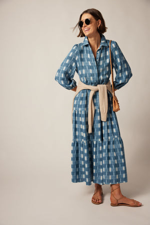 Blue Ikat Mabel Maxi Dress