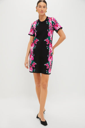 Climbing Roses Knit Jacquard Short Sleeve Marie Dress