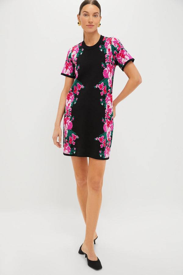 Climbing Roses Knit Jacquard Short Sleeve Marie Dress