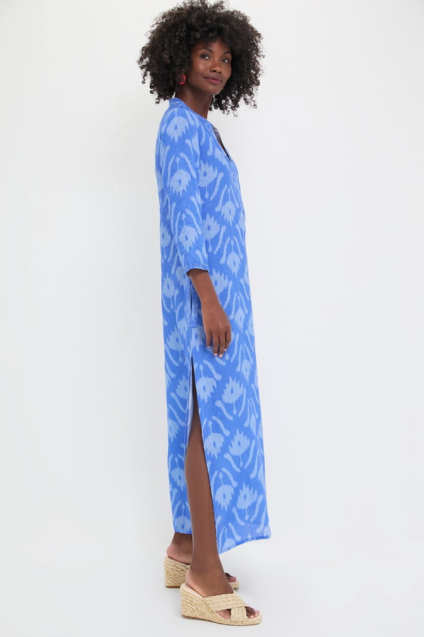 Ikat Blue Sapphire Long Kaftan