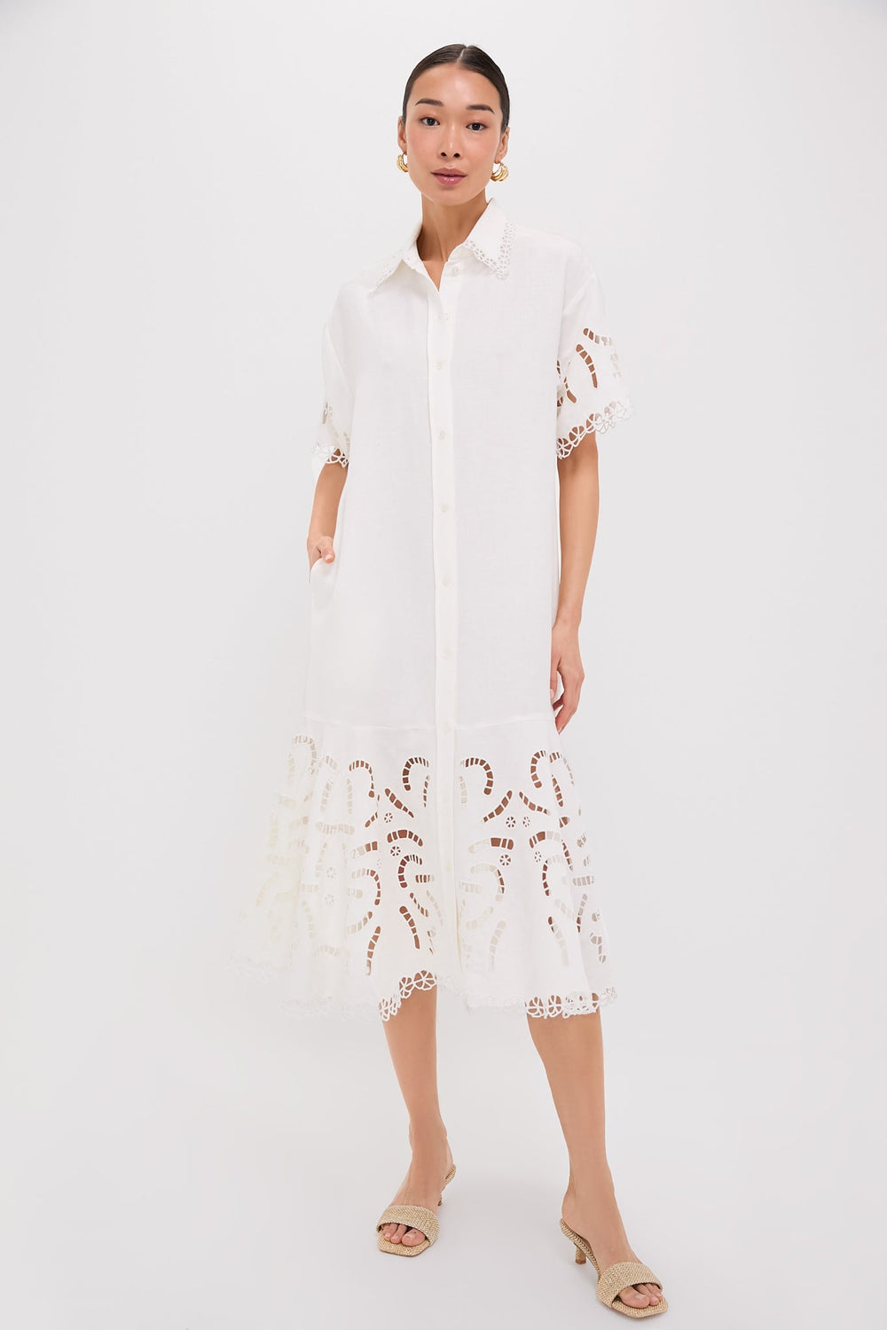Pearl Marja Embroidery Shirt Dress