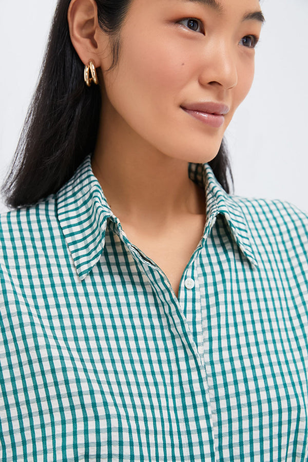 Green Gingham Seersucker Zacara Dress