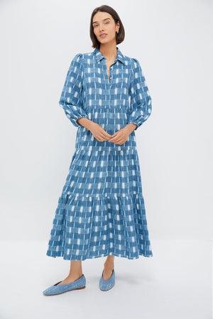 Blue Ikat Mabel Maxi Dress
