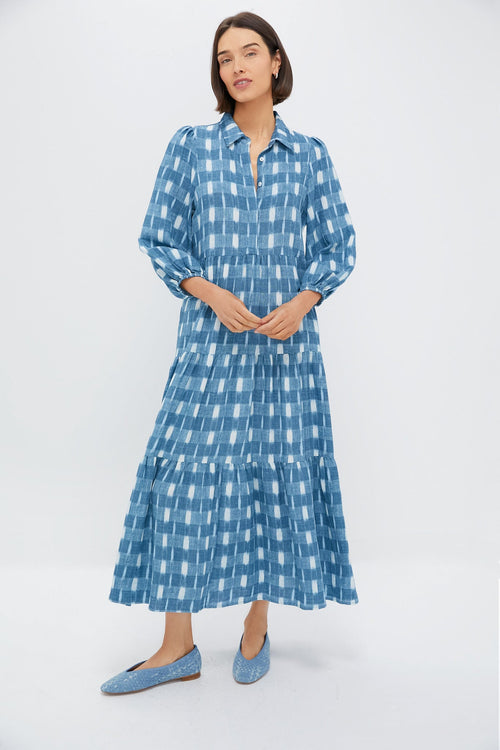 Blue Ikat Mabel Maxi Dress