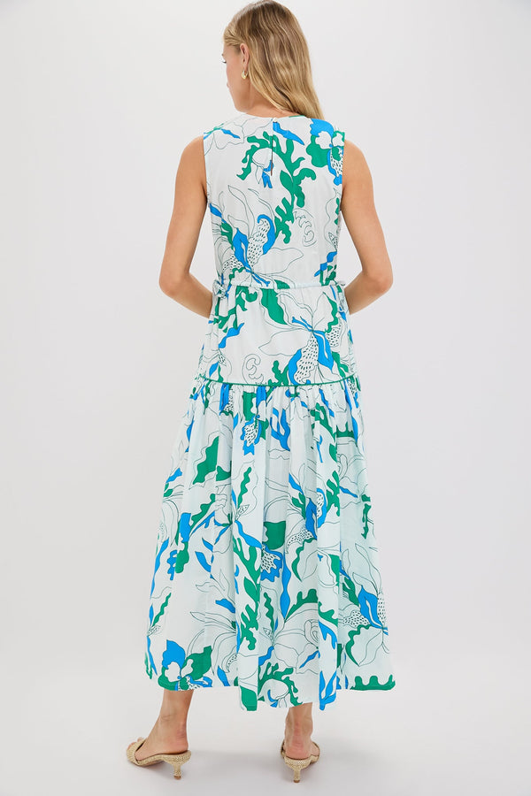 Orchid Green Sleeveless Piped Maxi Dress