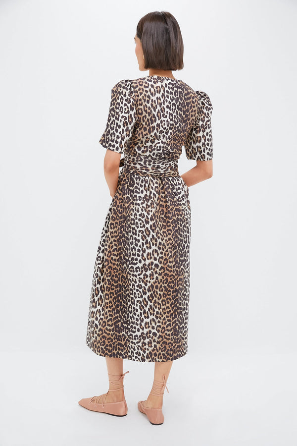 Leopard Tie Strap Midi Dress