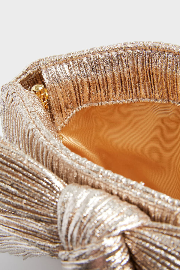 Champagne Shimmer Rayne Pleated Frame Clutch