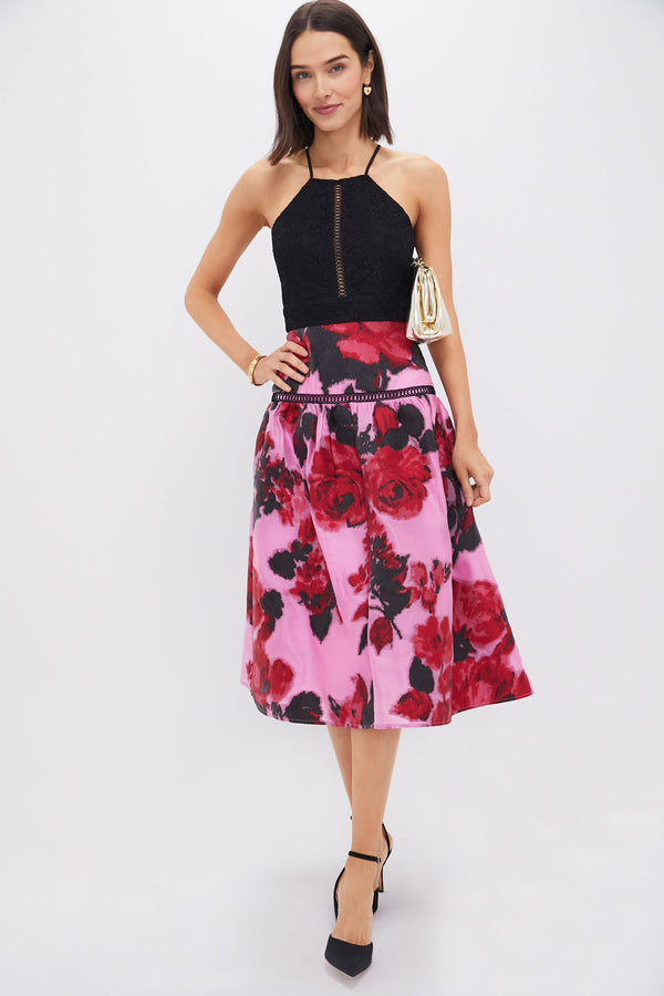 Cerise Blossom Lace Jacquard Joss Dress